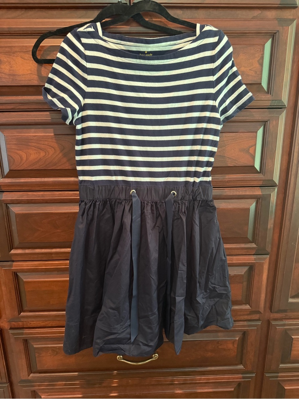 kate spade Navy and White Striped Drawstring Waist Mini Dress